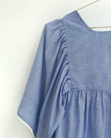 Blouse Surya – Petits carreaux bleus