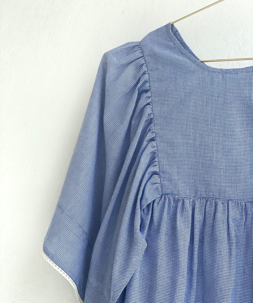 Blouse Surya – Petits carreaux bleus