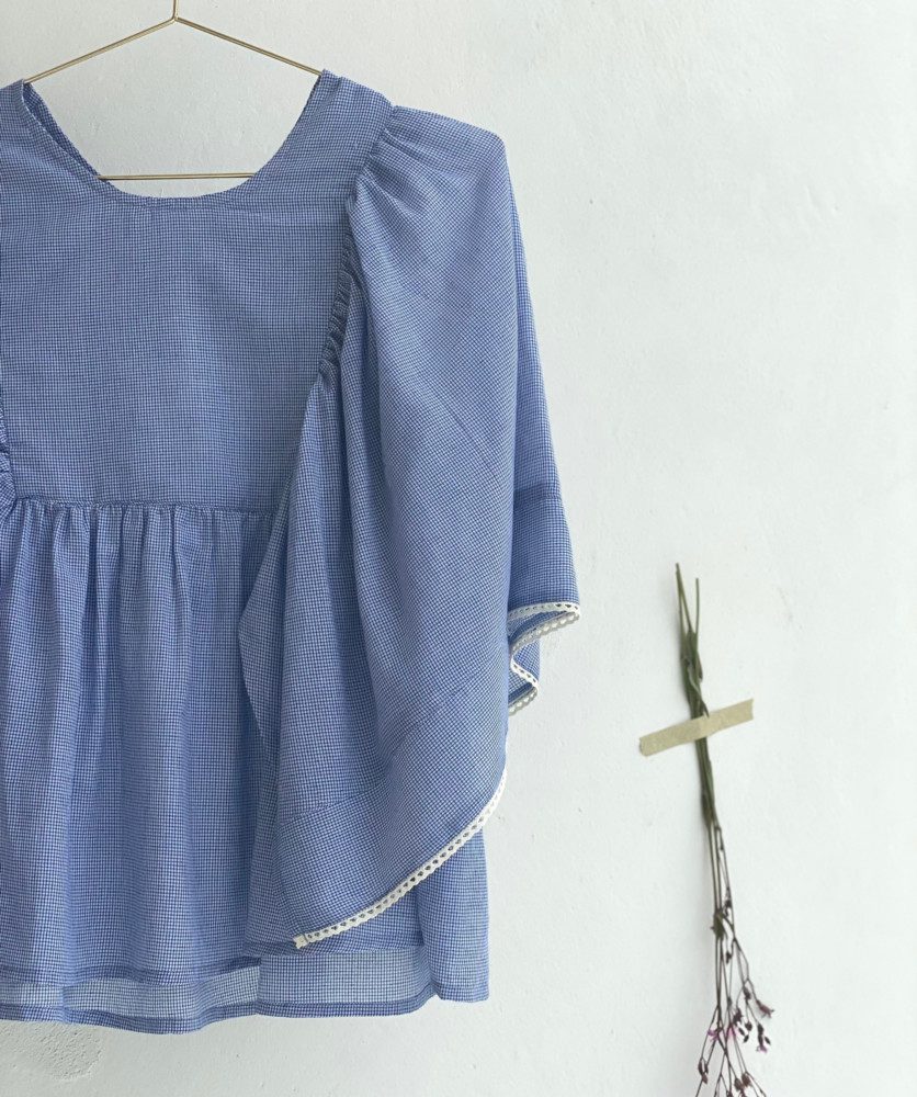 Blouse Surya – Petits carreaux bleus