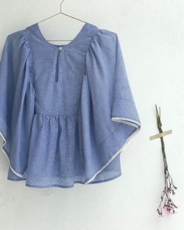 Blouse Surya – Petits carreaux bleus