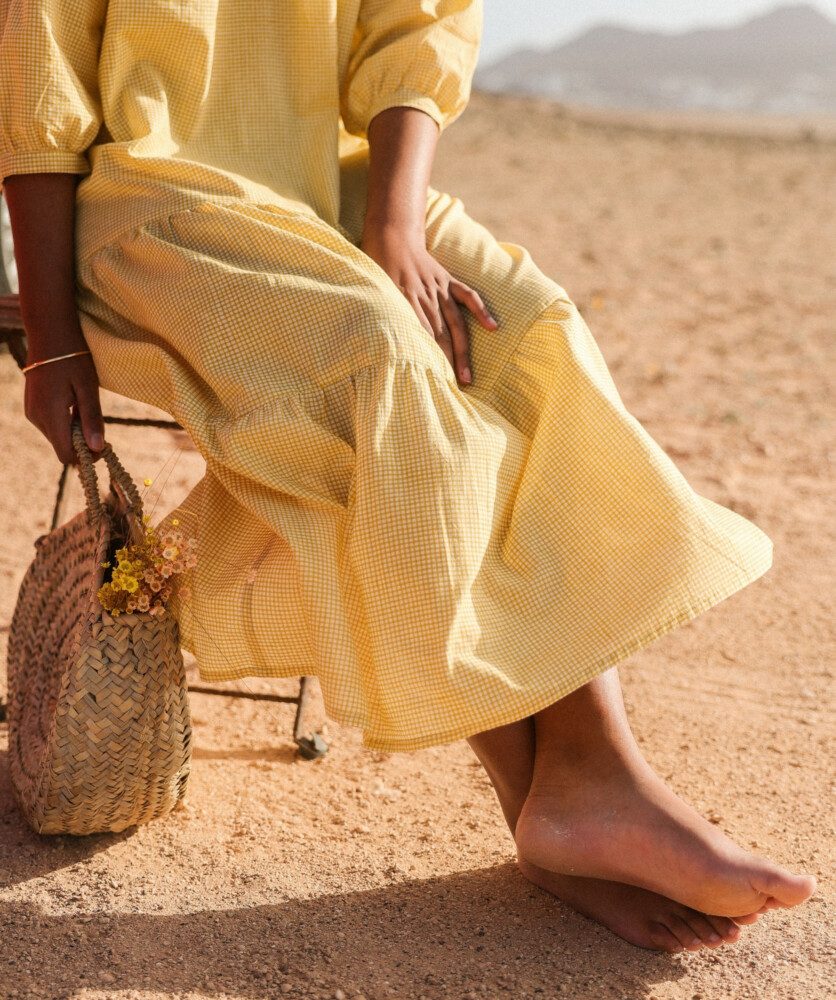 Robe Menorca – Imprimé Block-print Manado yellow