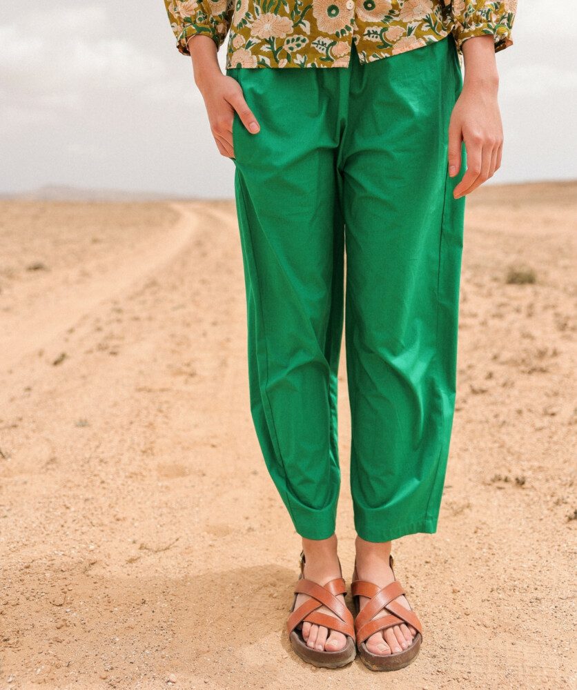 Pantalon Calista – Popeline de coton Vert Prairie