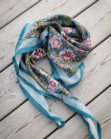 Foulard grand format – Alvaro bleu paon