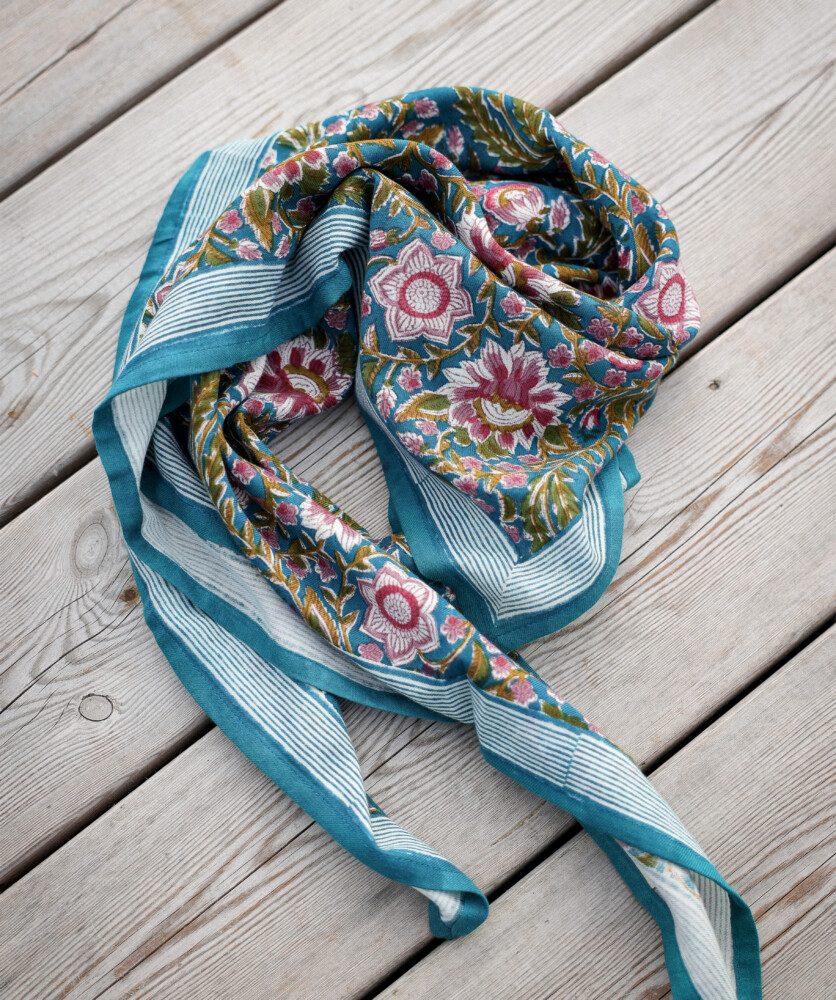 Foulard grand format – Alvaro bleu paon