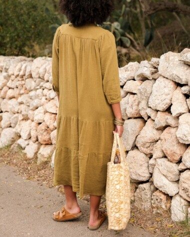 Robe Menorca – Gaze de coton Bronze