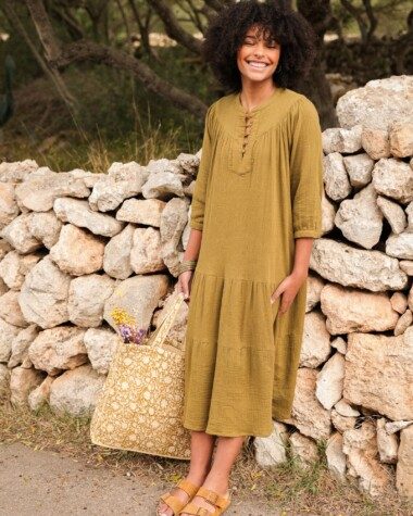 Robe Menorca – Gaze de coton Bronze