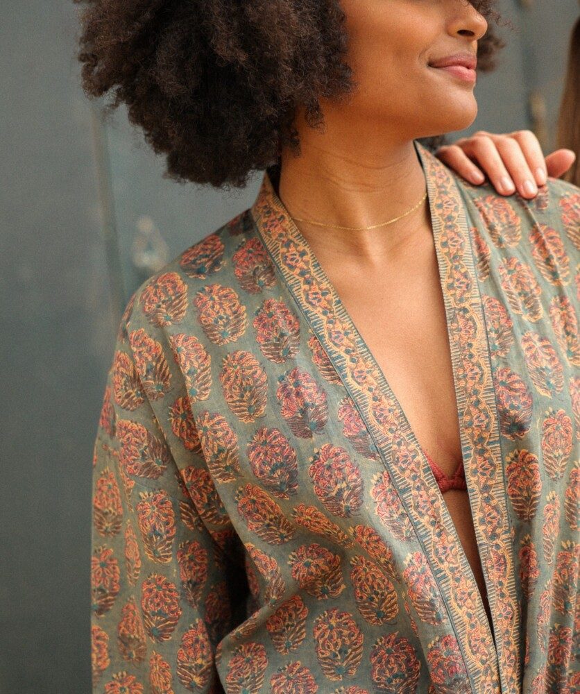 Kimono – Imprimé Block-print Karaikal