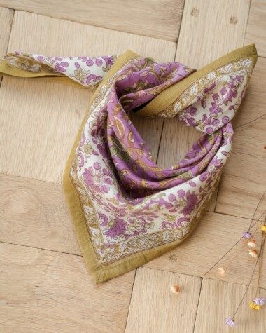 Foulard petit format en voile de coton – Mina Violette Pistache