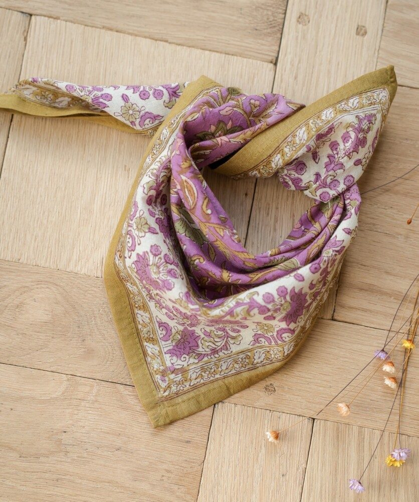 Foulard petit format en voile de coton – Mina Violette Pistache