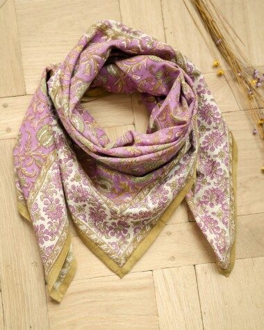 Foulard grand format en voile de Coton – Mina Violette Pistache