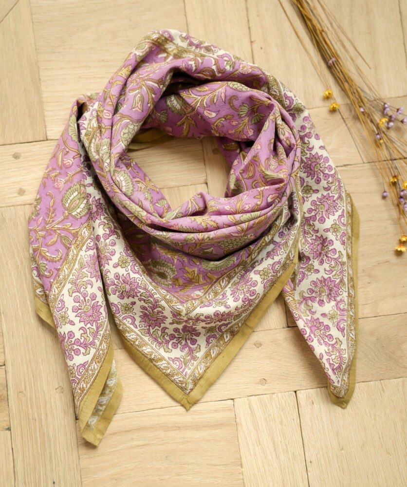 Foulard grand format en voile de Coton – Mina Violette Pistache