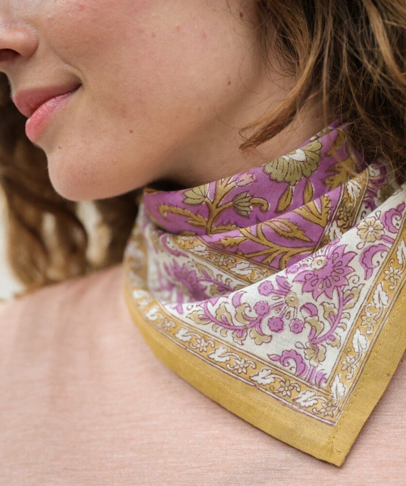 Foulard petit format en voile de coton – Mina Violette Pistache