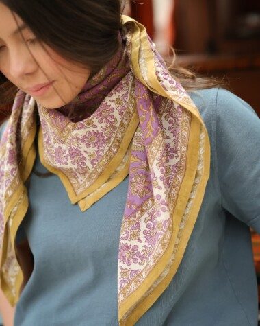 Foulard grand format en voile de Coton – Mina Violette Pistache