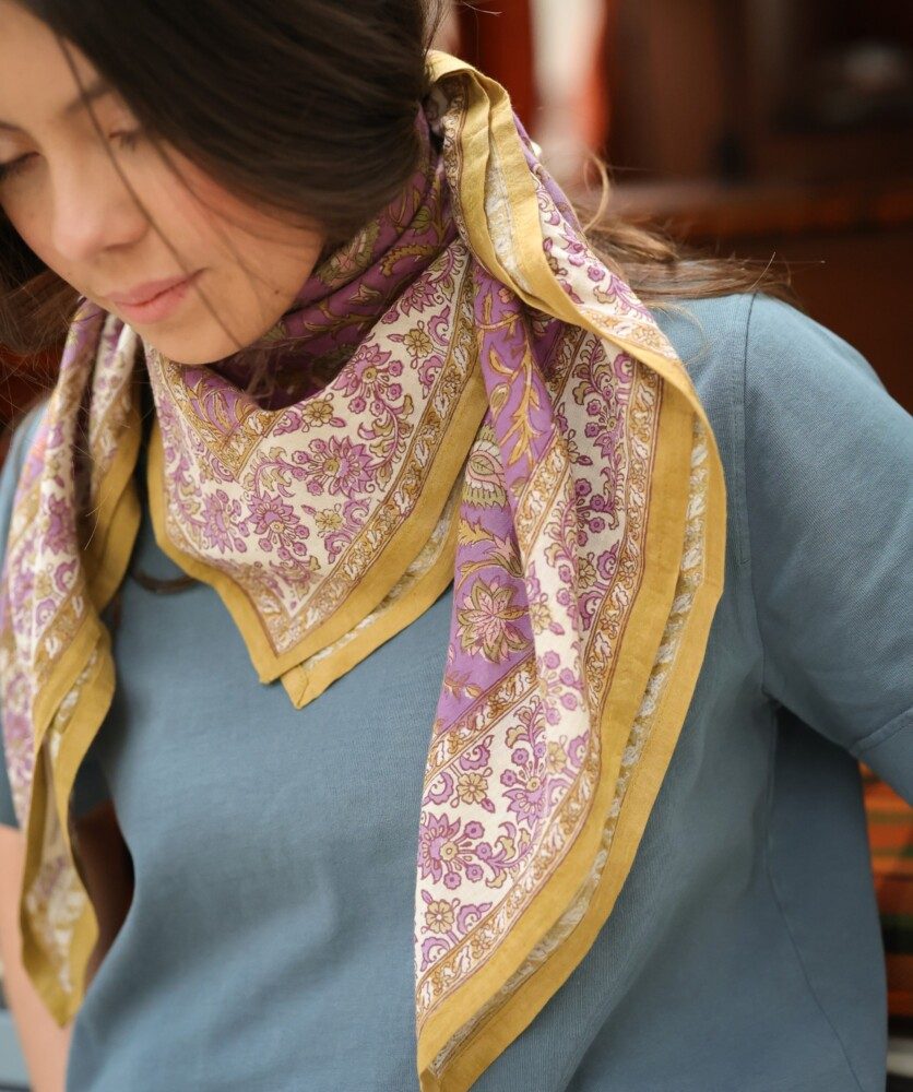 Foulard grand format en voile de Coton – Mina Violette Pistache