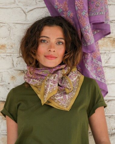 Foulard grand format en voile de Coton – Mina Violette Pistache