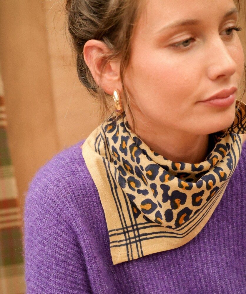 Foulard petit format – Léopard camel